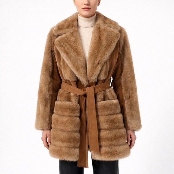 London Leathers by Lilli Ann Jackets & Blazers - Vintage London Leathers by Lilli Ann Suede & Faux Fur Belted Jacket - Size Small